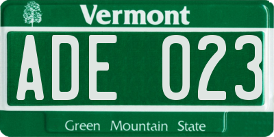 VT license plate ADE023