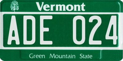 VT license plate ADE024