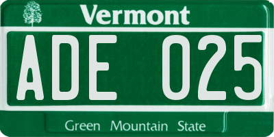 VT license plate ADE025