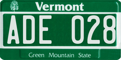 VT license plate ADE028