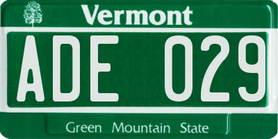 VT license plate ADE029