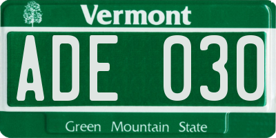 VT license plate ADE030