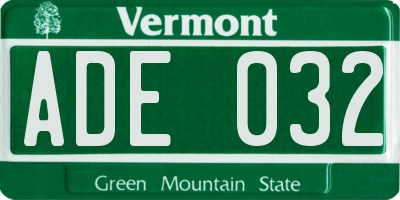 VT license plate ADE032