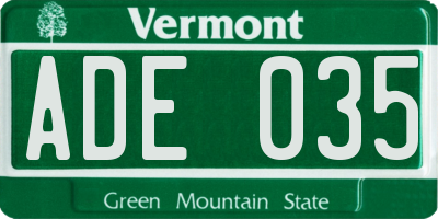 VT license plate ADE035