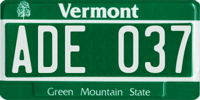 VT license plate ADE037