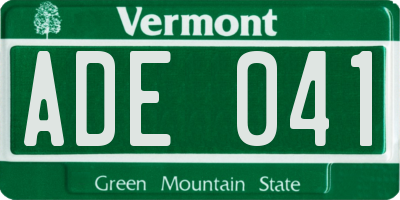 VT license plate ADE041
