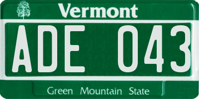 VT license plate ADE043