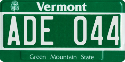 VT license plate ADE044