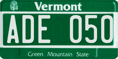 VT license plate ADE050