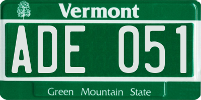 VT license plate ADE051