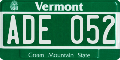 VT license plate ADE052