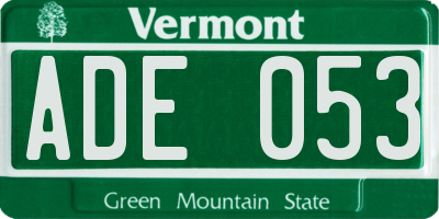 VT license plate ADE053