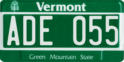 VT license plate ADE055