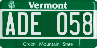 VT license plate ADE058