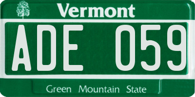 VT license plate ADE059