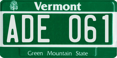 VT license plate ADE061