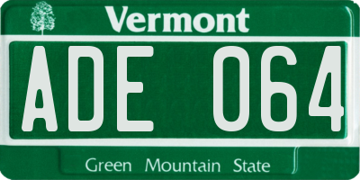VT license plate ADE064