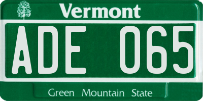 VT license plate ADE065