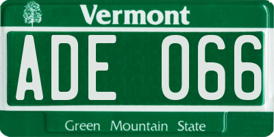 VT license plate ADE066
