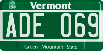 VT license plate ADE069
