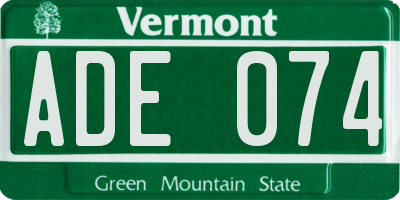 VT license plate ADE074
