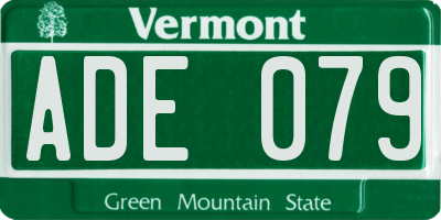 VT license plate ADE079