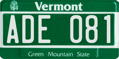 VT license plate ADE081
