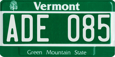 VT license plate ADE085