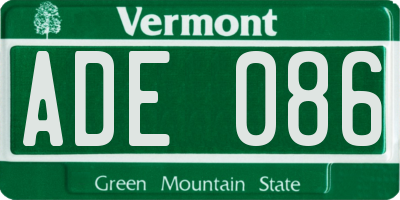 VT license plate ADE086