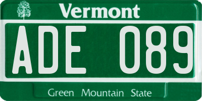 VT license plate ADE089