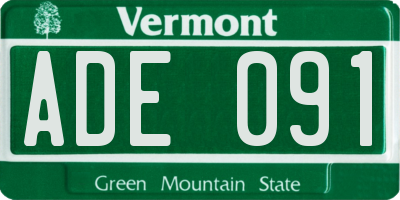 VT license plate ADE091