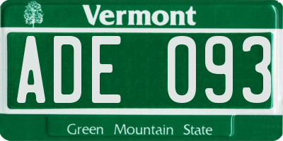 VT license plate ADE093