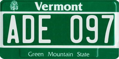 VT license plate ADE097
