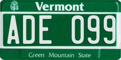 VT license plate ADE099