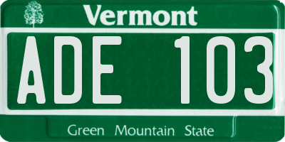 VT license plate ADE103