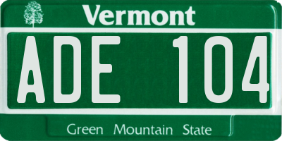VT license plate ADE104