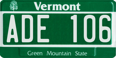 VT license plate ADE106