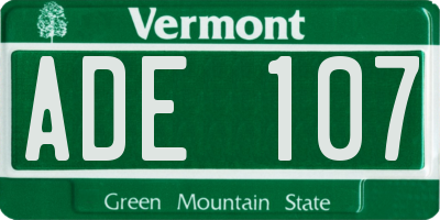 VT license plate ADE107