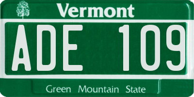 VT license plate ADE109