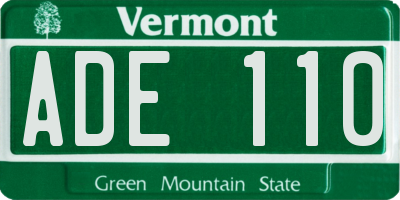 VT license plate ADE110