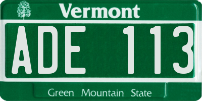 VT license plate ADE113