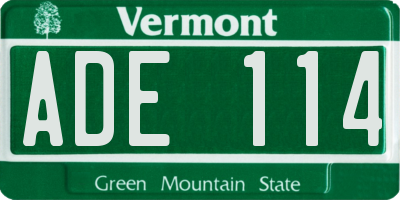 VT license plate ADE114