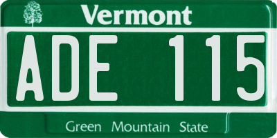 VT license plate ADE115