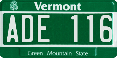 VT license plate ADE116