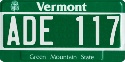 VT license plate ADE117