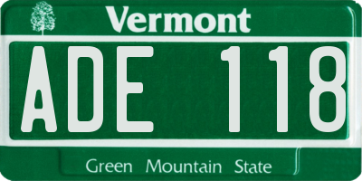 VT license plate ADE118