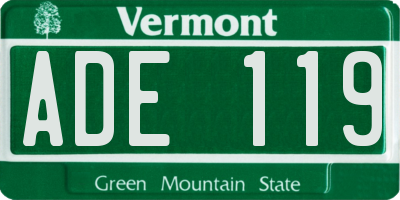 VT license plate ADE119