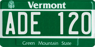 VT license plate ADE120