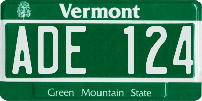 VT license plate ADE124