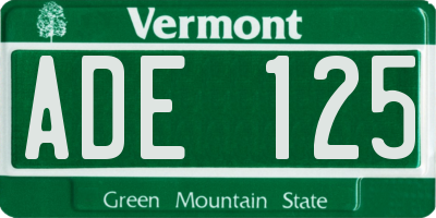 VT license plate ADE125
